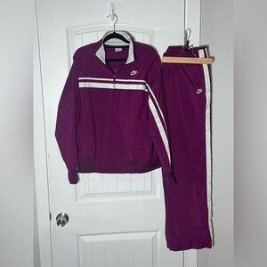 Vintage Y2K Nike Plum Tracksuit Straight Leg Pants, Both Size Large, No Flaws